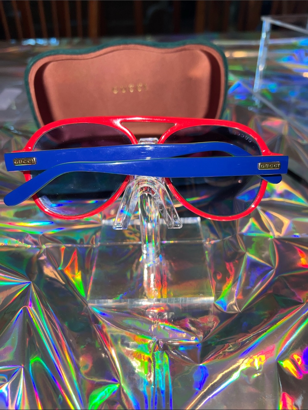 Gucci Multicolor Aviator Sunglasses - Blue/Red/Geeen/Yellow Size 57-14-145 - Picture 3 of 7